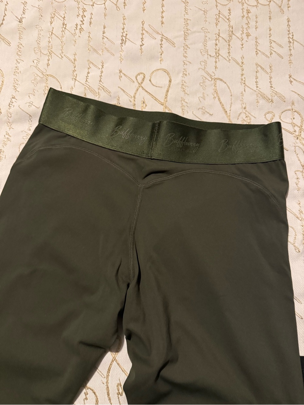 BuffBunny Olive Green Leggings with Branded Waistband - Picture 3 of 4